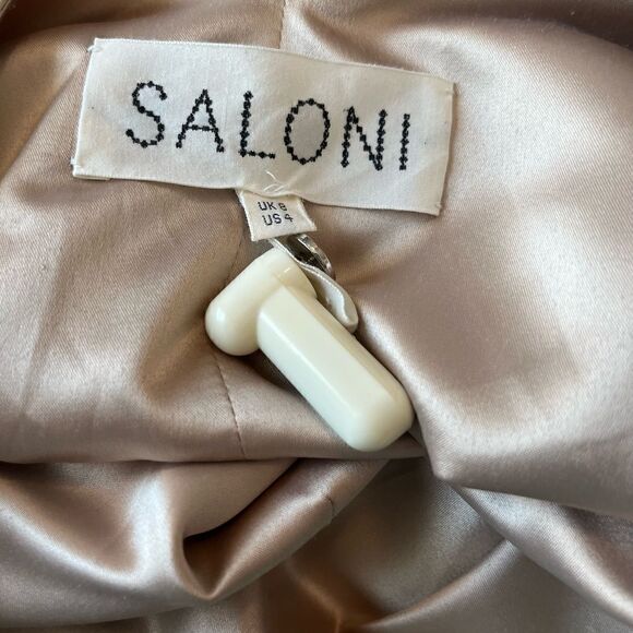 Saloni Jen Gold Satin High Low Sleeveless Cocktail Dress Size 4 - Picture 6 of 11